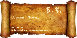Blanár Noémi névjegykártya